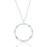 Zaina Bamboo Circle Pendant & Chain - Sterling  Silver - Majestico Gifts